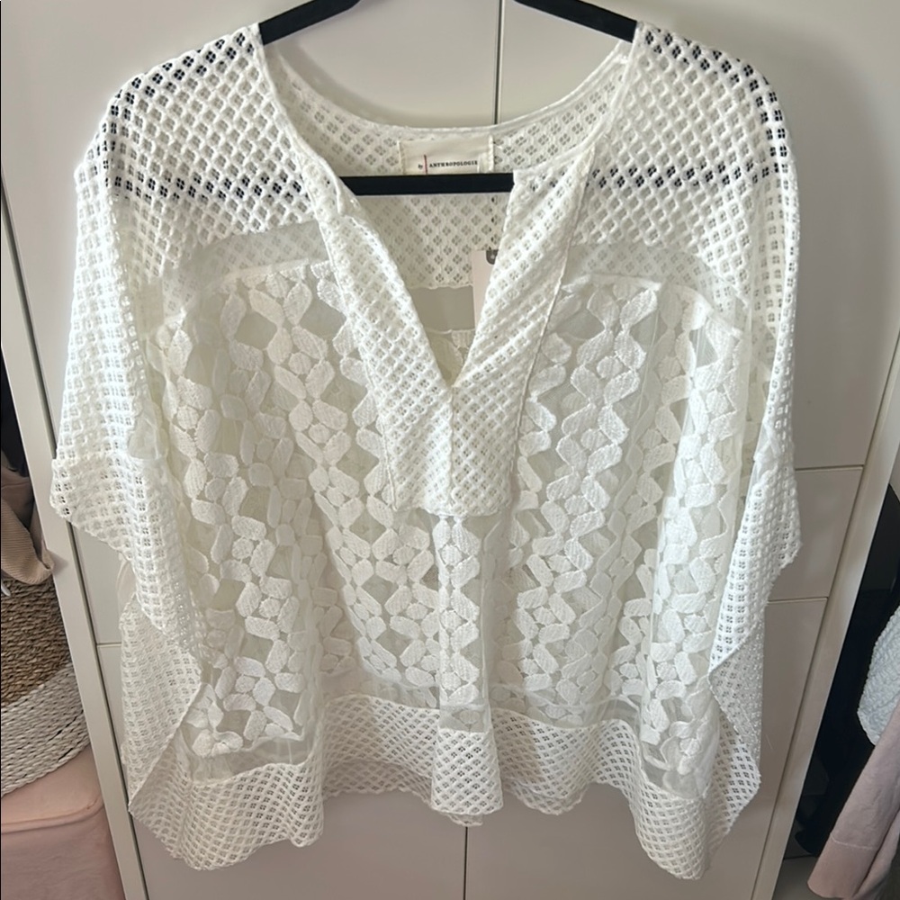 Anthropology NWT White Lace Top